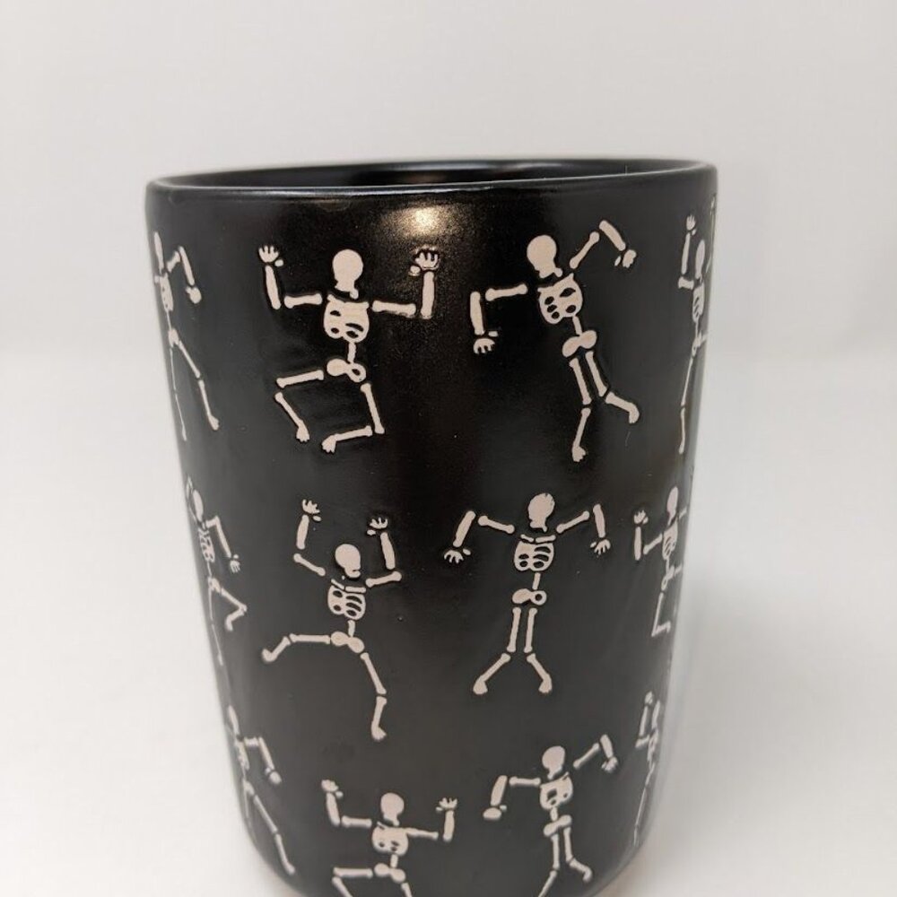 Skeleton Dance Black Ceramic Mug
